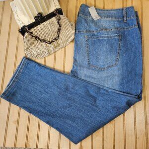 NWT Lane Bryant Plus Size 28 Distressed Splatter Straight Leg Jeans Medium Wash